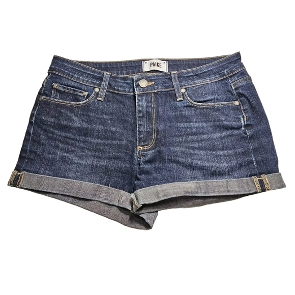 Paige Jimmy Jimmy Shorts Size 27 Mid Rise Stretch Blue Summer Denim Jean Shorts - Picture 1 of 12
